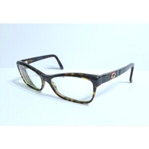 Gucci GG Logo Eyeglasses Frames Tortoise Rectangular Acetate Brown